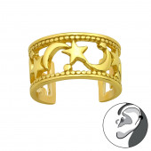 Cercel ear cuff argint placat cu aur galben stele si luna DiAmanti DIA40018